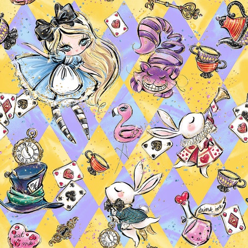 Alice Fabric Alice Bullet Rabbit Fabric Mad Hatter White - Etsy