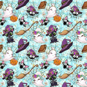 Halloween cats, bat fabric, knit fabric, cotton fabric, ghost fabric, witch fabric, web prints, Halloween webs, pumpkin fabric, ghost fabric