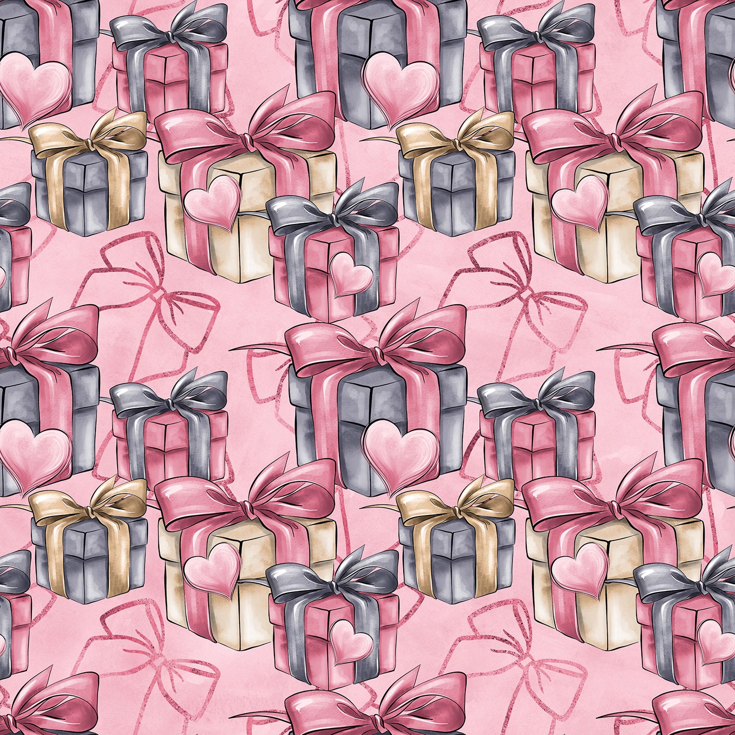 Kitsch Valentine's burgundy love clouds Cotton Fabric – Dana Du Design