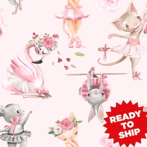 Ballerina fabric, cotton fabric, nursery fabric, knit fabric, ballerina nursery girl fabric, ballerinas fabric kids fabric novelty fabric