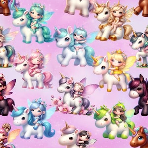 Cute unicorns, Unicorn pattern, Fairy unicorns, Whimsical unicorns, Children's pattern, Cartoon unicorns,