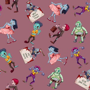 Zombie fabric, Zombies, knit fabric, cotton fabric, zombies response, walking dead, movie fabric, zombie apocalypse, cotton by the yard,