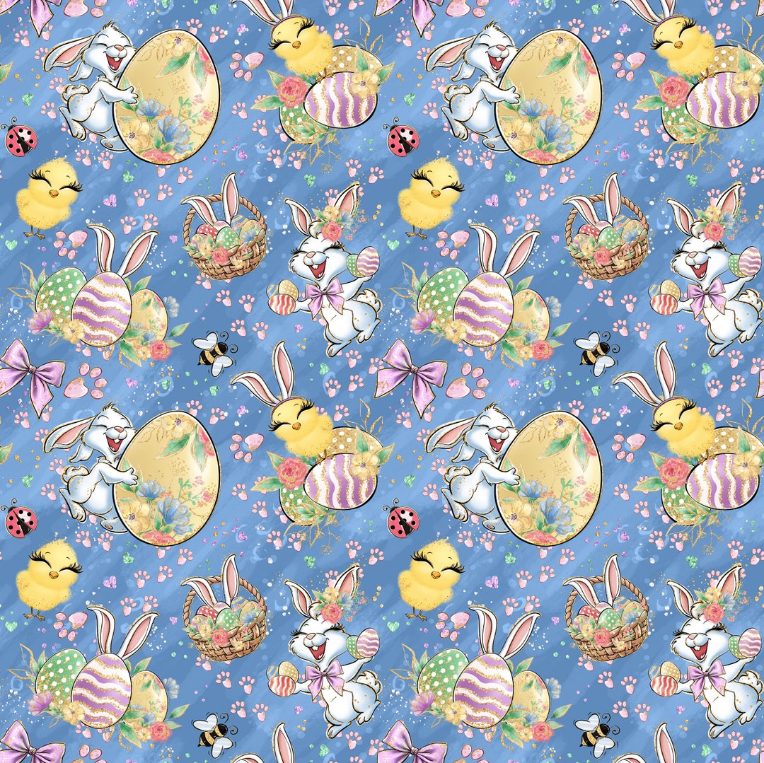 Easter Fabric, Bunny Fabric, Cotton Fabric, Knit Fabric, Fabric by the