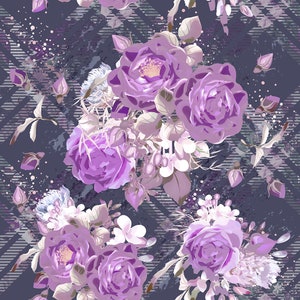 Purple floral, pink floral, cotton by the yard, fleece fabric, knit fabric, floral knit, modern jersey, floral fleece, floral knit, cotton