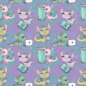 dragon fabric, cotton fabric, knit fabric, knit by the yard, girl fabric, summer fabric, dragon prints, balloon fabric, baby dragon fabric,