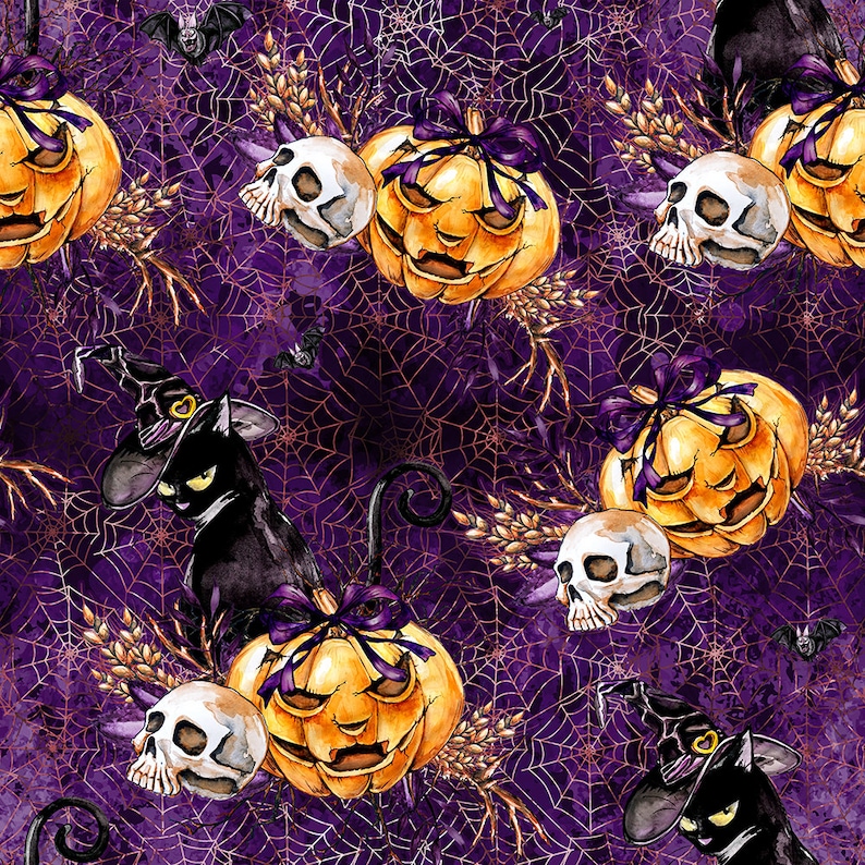 Halloween Fabric Pumpkin Fabric Knit Fabric Cotton Fabric Etsy