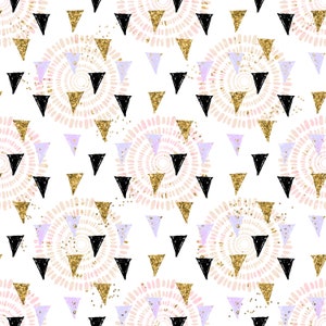 Triangle fabric cotton fabric knit fabric organic fabric geometric fabric fabric by the yard black and gold fabric jersey fabric spandex