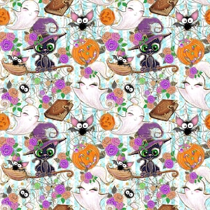 Halloween cats, bat fabric, knit fabric, cotton fabric, ghost fabric, witch fabric, web prints, Halloween webs, pumpkin fabric, ghost fabric