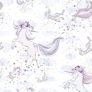 unicorn fabric unicorn cloud fabric fabric by the yard unicorn rainbow fabric cotton fabric Knit fabric jersey knit fabric quilting fabric