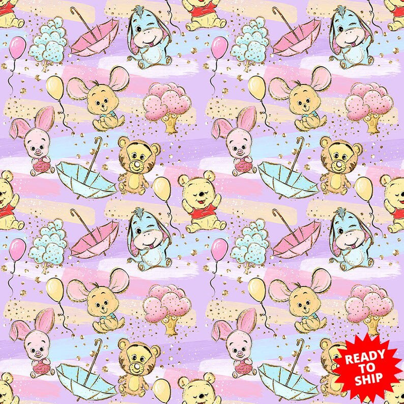 Disney Pooh and Piglet Cuddly Cotton Fabric