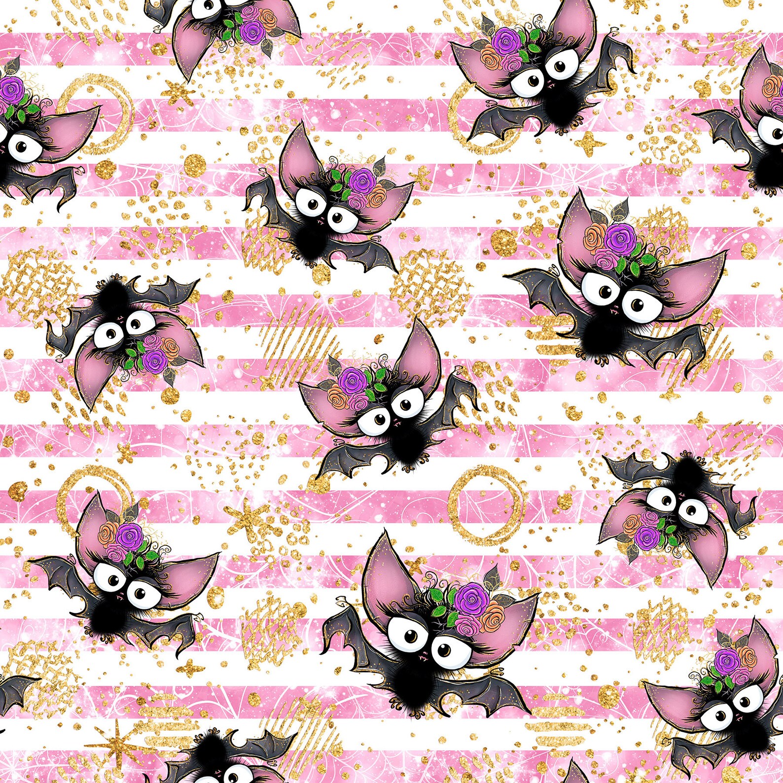 Halloween Bats Floral Bats Knit Fabric Cotton Fabric Roses Etsy