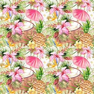 s59 Tropical fabric cotton fabric knit fabric flamingo fabric Hawaiian fabric pineapple fabric watermelon fabric jungle floral leaves fabric