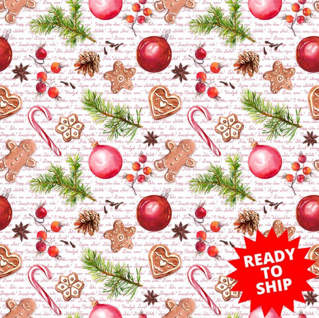 Candy Cane, Christmas Fabric, Floral Fabric, Christmas Candy, Cotton