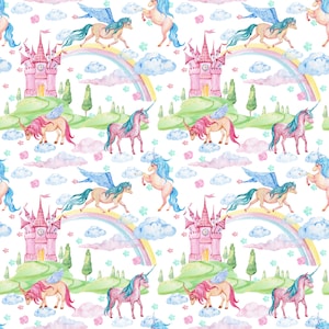 unicorn fabric magical unicorn fabric knit by the yard unicorn rainbow fabric cotton fabric mystical fabric unicorn print unicorn and baby