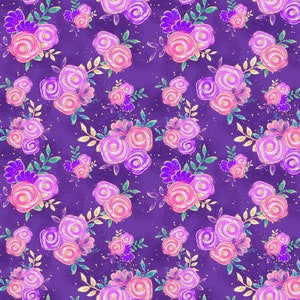 Floral fabric, purple floral, Unicorn floral, roses fabric, fairy floral, cotton fabric, knit fabric, fabric by the yard, magical floral