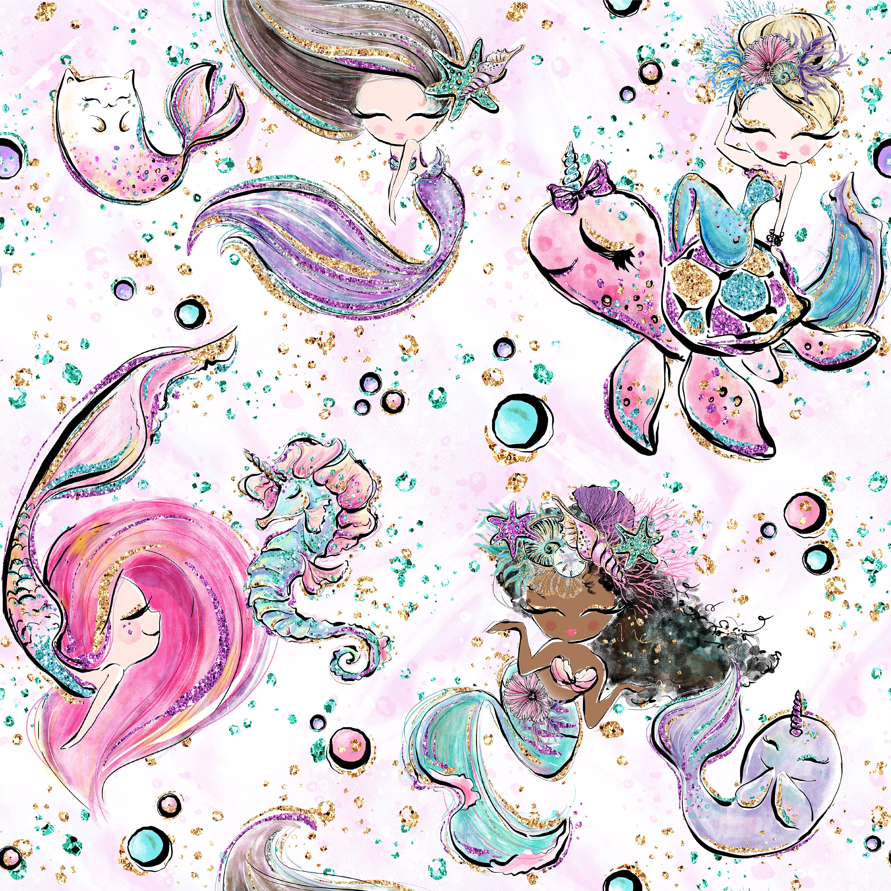 mermaid pattern Fabric