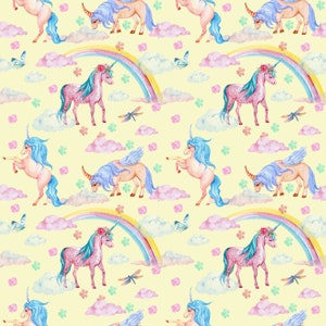 unicorn fabric magical unicorn fabric knit by the yard unicorn rainbow fabric cotton fabric mystical fabric unicorn print unicorn and baby