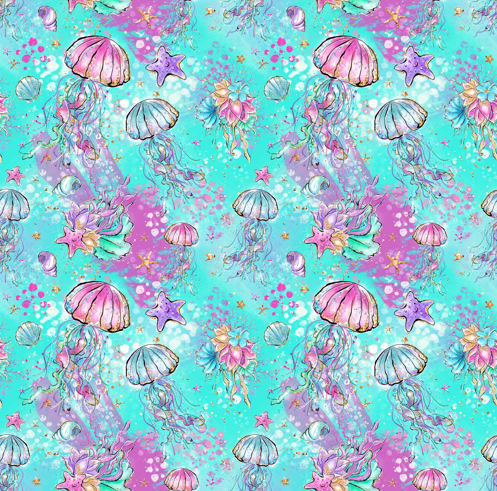Mermaid Fabric Jellyfish Fabric Knit Fabric Cotton Fabric - Etsy