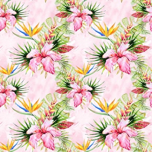 s108 Tropical fabric cotton fabric knit fabric flamingo fabric Hawaiian fabric pineapple fabric watermelon fabric jungle floral leaves