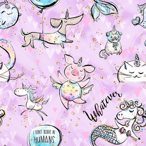 unicorn fabric unicorn cloud fabric fabric by the yard unicorn rainbow fabric cotton fabric Knit fabric jersey knit fabric quilting fabric