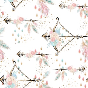 floral arrows boho fabric feather fabric Knit fabric floral fabric boho arrows cotton by the yard aztec floral fabric floral azec feathers