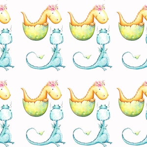 dragon fabric, cotton fabric, knit fabric, knit by the yard, girl fabric, summer fabric, dragon prints, balloon fabric, baby dragon fabric,