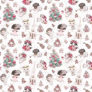 s70 Christmas fabric, angel fabric, Christmas tree fabric, gingerbread fabric, music fabric, cookie fabric, cotton fabric, organic,