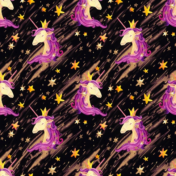 unicorn fabric unicorn stars fabric knit by the yard unicorn star fabric cotton fabric mystical fabric unicorn print unicorn and stars