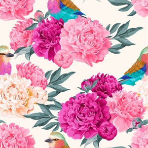 s180 Purple floral, pink floral, cotton by the yard, fleece fabric, knit fabric, floral knit, modern jersey, floral fleece, floral knit,