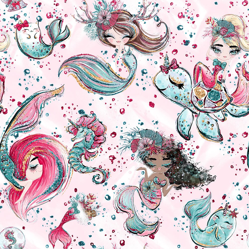 Mermaids Collection - Touch Textiles by EZ Fabric Minky Print