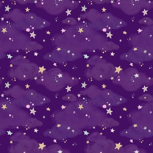 cloud fabric, unicorn fabric, fabric by the yard, unicorn cloud fabric, cotton fabric, knit fabric, jersey knit, quilting fabric, clouds