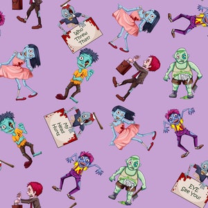 Zombie fabric, Zombies, knit fabric, cotton fabric, zombies response, walking dead, movie fabric, zombie apocalypse, cotton by the yard,