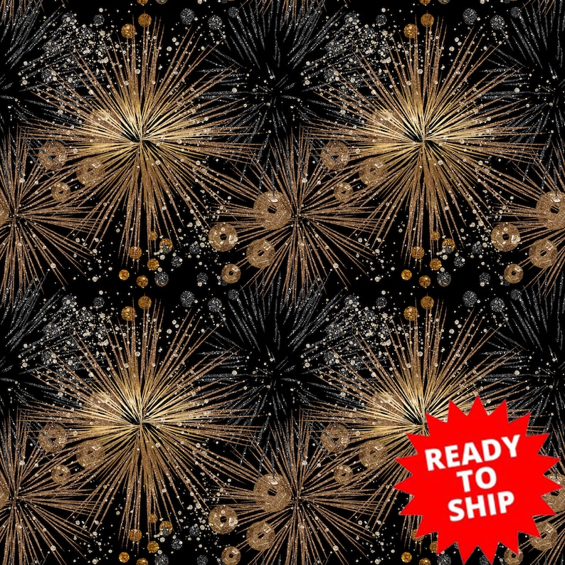 New Years Fabric Fireworks Fabric New Year Party Fabric | Etsy