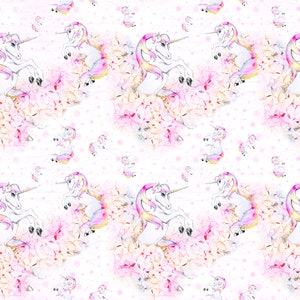 unicorn fabric unicorn cloud fabric fabric by the yard unicorn rainbow fabric cotton fabric Knit fabric jersey knit fabric quilting fabric
