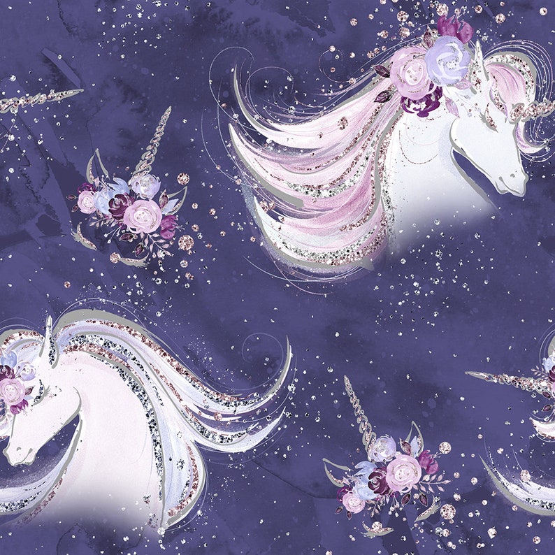 Unicorn Fabric Unicorn Cloud Fabric Fabric by the Yard Unicorn Etsy UK
