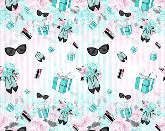 Audrey Hepburn fabric, Green  fabric,cotton fabric, knit fabric, jersey, Girls fabric, Audrey Hepburn, floral fabric