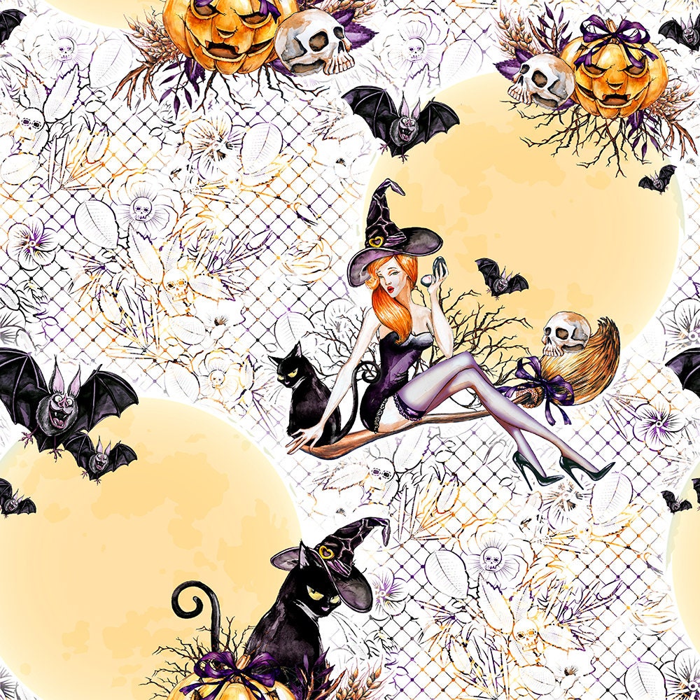 Halloween fabric pumpkin fabric knit fabric cotton fabric Etsy