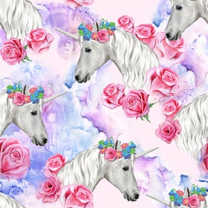 unicorn fabric unicorn cloud fabric fabric by the yard unicorn rainbow fabric cotton fabric Knit fabric jersey knit fabric quilting fabric