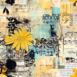 Mixed media fabric, media prints, sunflower fabric, notes fabric, cotton by the yard, fleece fabric, knit fabric,