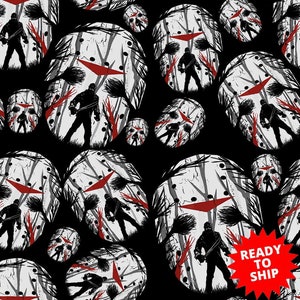 Halloween fabric, horror mask, cotton fabric, scary fabric, witch fabric, horror movie