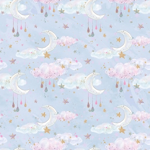 s143 unicorn fabric unicorn cloud fabric fabric by the yard unicorn rainbow fabric cotton fabric Knit fabric jersey knit fabric quilting