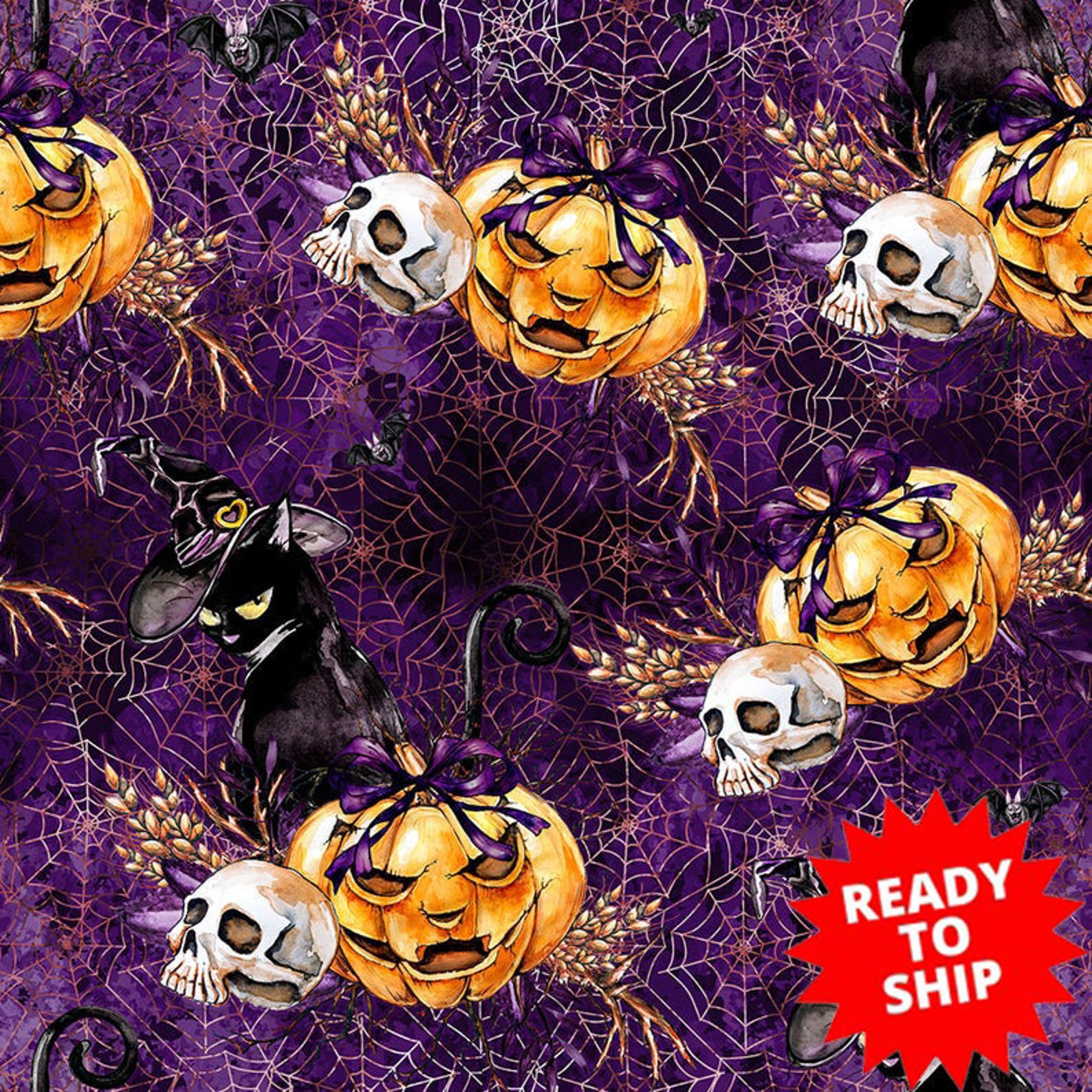 Halloween fabric pumpkin fabric knit fabric cotton fabric Etsy