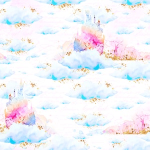 unicorn fabric unicorn cloud fabric fabric by the yard unicorn rainbow fabric cotton fabric Knit fabric jersey knit fabric quilting fabric