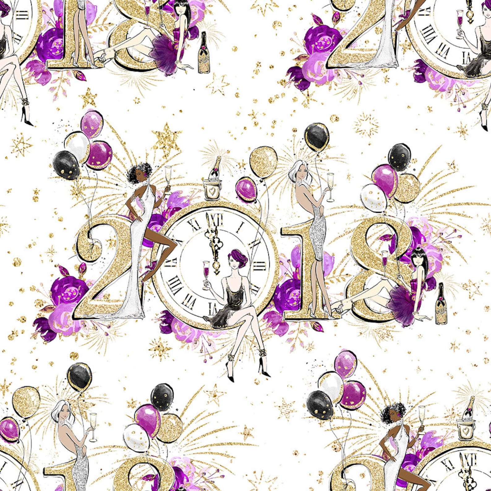 New Years Fabric Celebration Fabric New Year Party Fabric - Etsy