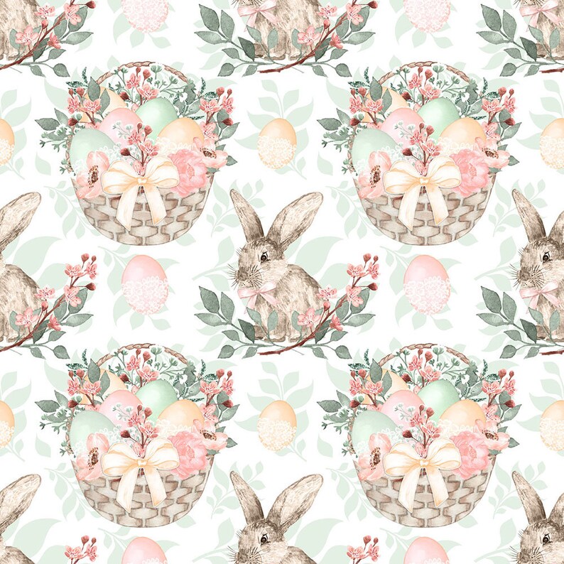 Easter egg fabric fabric by the yard Easter fabric easter prints easter floral cotton fabric knit fabric happy easter easter rabbit