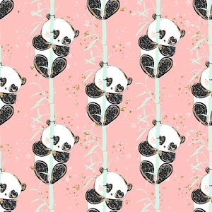 panda fabric jungle fabric cotton fabric knit fabric fabric by the yard cotton by the yard panda prints pandas on trees panda patterns