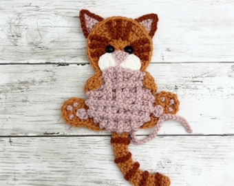Orange Tabby Crochet Applique, Pre-made Animal Applique, Crochet Applique, Crochet Embellishments, Baby Applique, Ready to use Applique