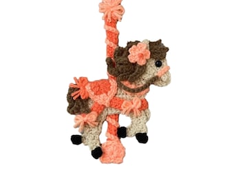Carousel Horse Crochet Applique, Pre-made Animal Applique, Crochet Applique, Crochet Embellishments, Baby Applique, Ready to use Applique
