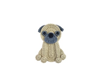 Pug Crochet Applique, Pre-made Animal Applique, Crochet Applique, Crochet Embellishments, Baby Applique, Ready to use Applique