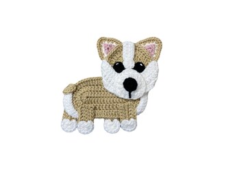 Corgi Crochet Applique, Pre-made Animal Applique, Crochet Applique, Crochet Embellishments, Baby Applique, Ready to use Applique